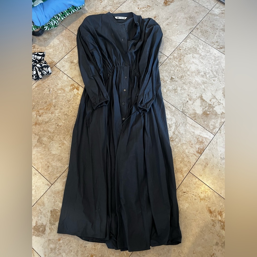 Zara Black Long Sleeve Maxi Dress